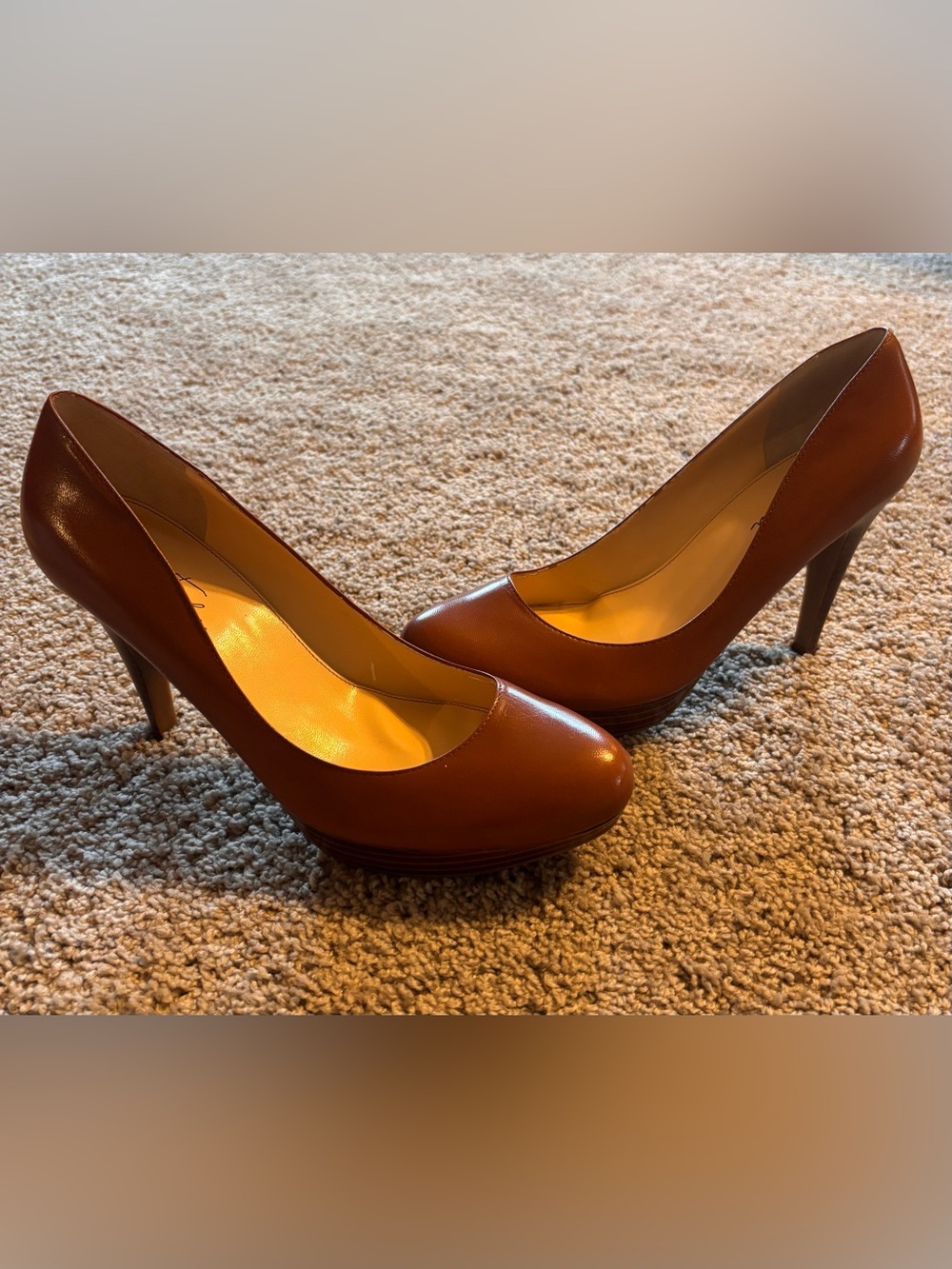 Marc Fisher Brown Leather Platform Pumps NWOT size 10
